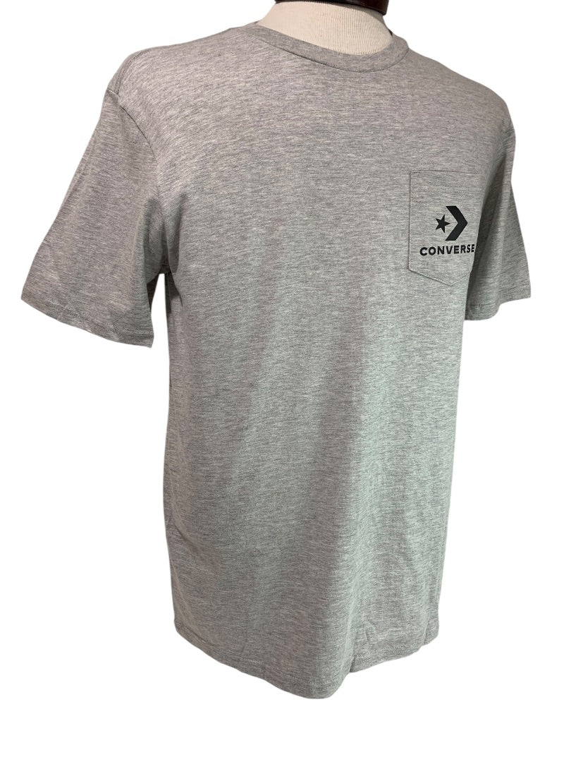 Small Converse Mens New Gray Heathered Single Pocket Tshirt Standard Fit
