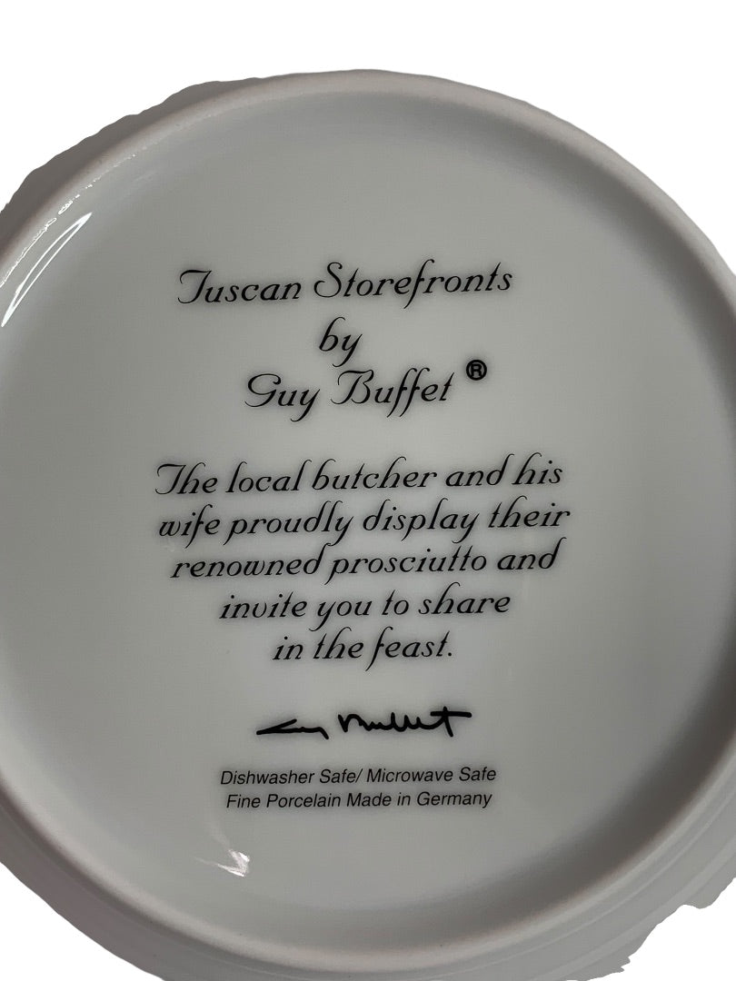 Guy Buffet Tuscan Storefronts Salad Plate Butcher Wife 8 Inch