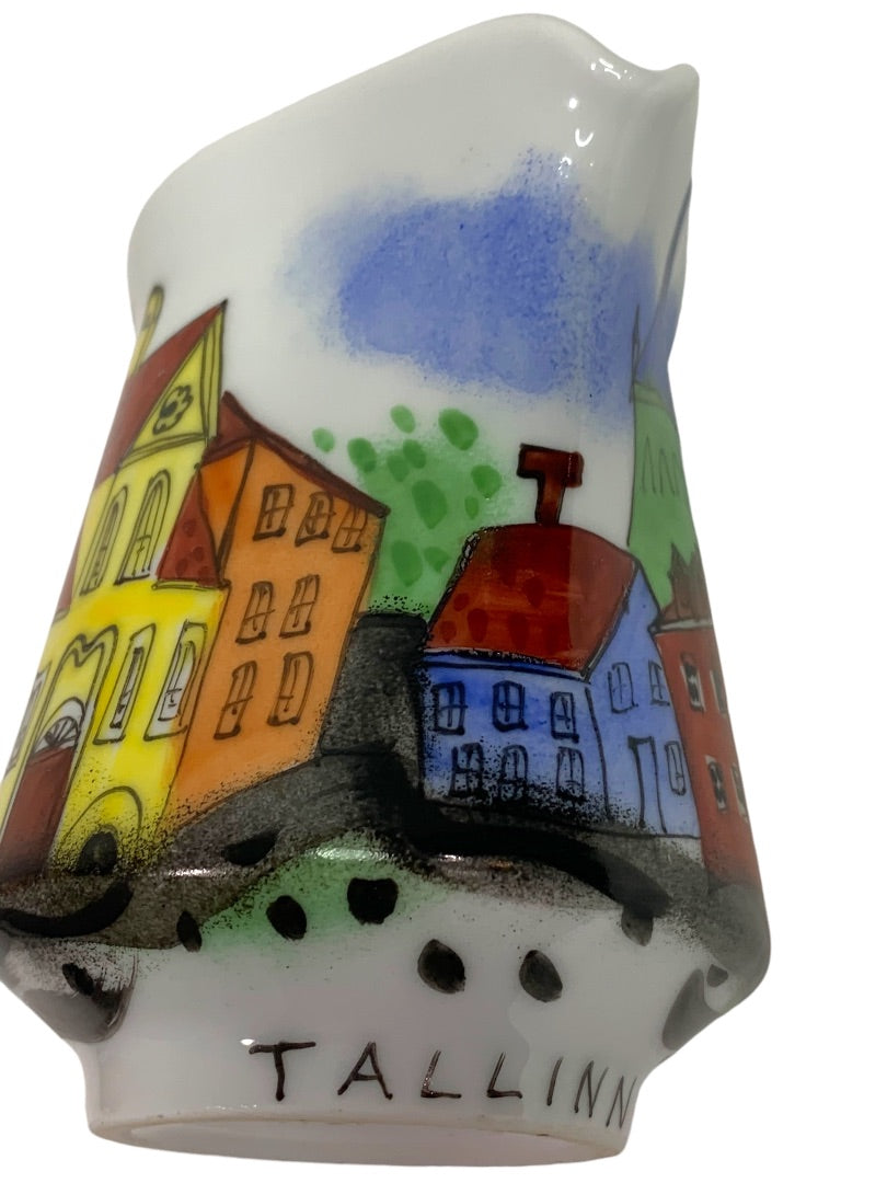 Small Creamer Pitcher Hand Painted Tallinn Estonia 4 Inches