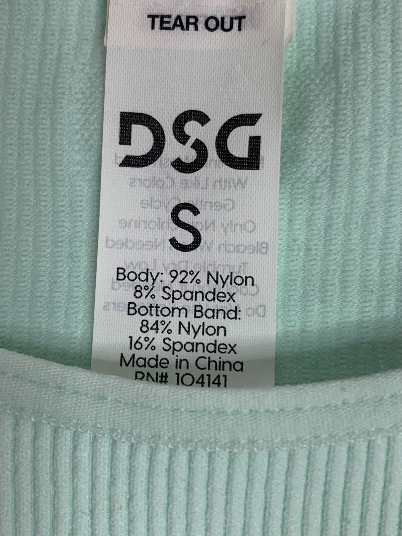 Small DSG Womens Mint Green Activewear Fitted Crop Tank Ribbed