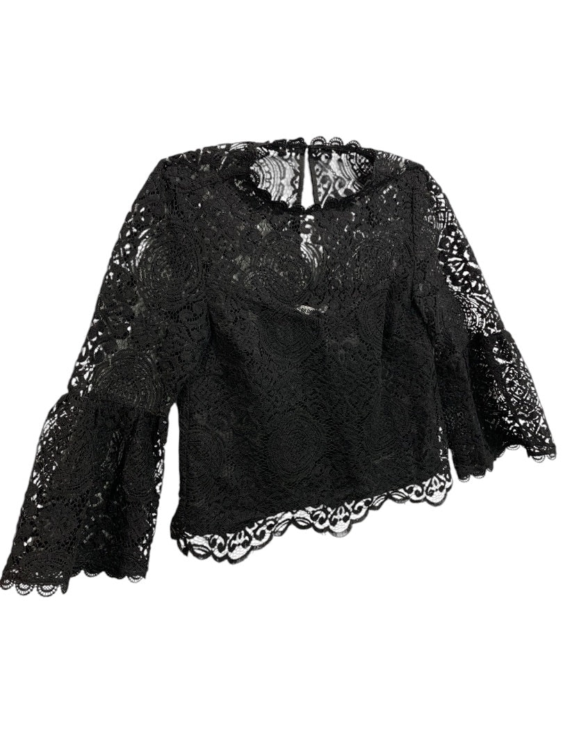 XS BB Dakota Womens Black Lace Shirt Lined Bodice Blouse