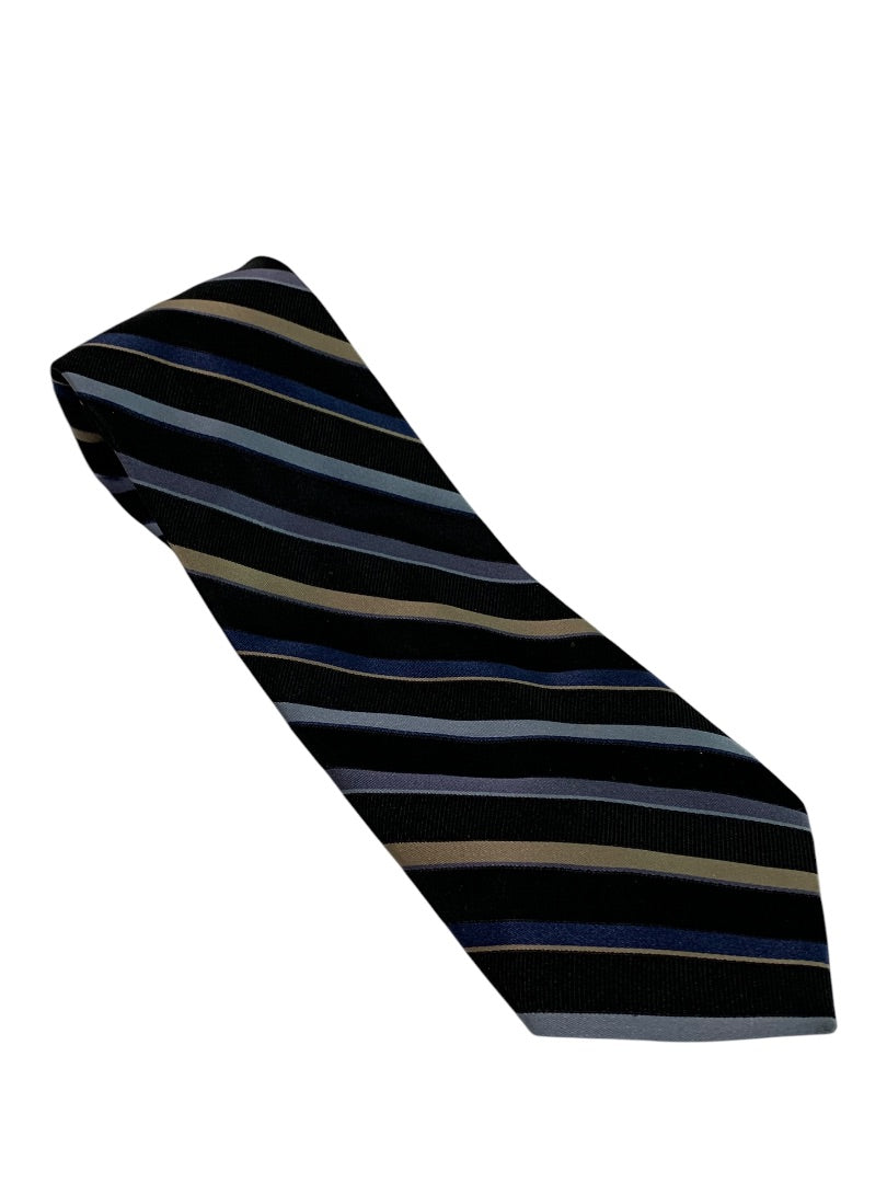 Calvin Klein Mens Silk 61 Inch Necktie Tie Navy Blue Diagonal Stripe