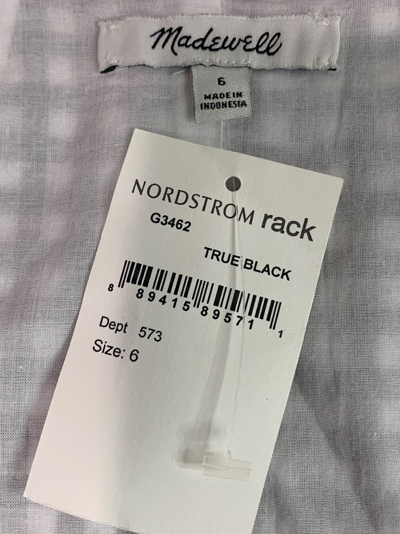 Size 6 Madewell New Wrap Skirt Black White Gingham Plaid