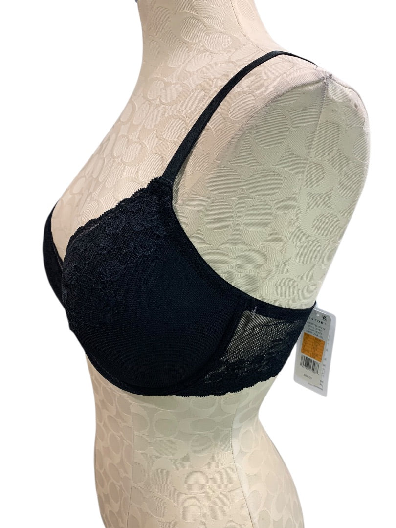 32DD Natori New Cherry Blossom Bra Black Underwire Push-Up
