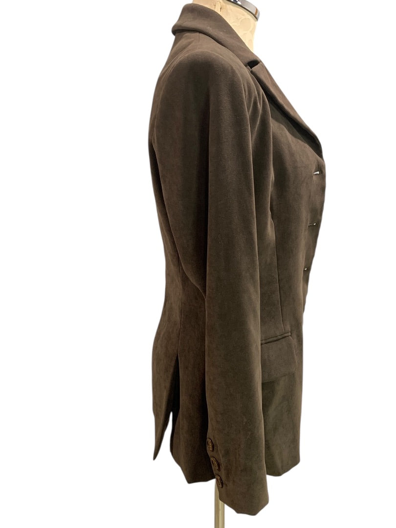 Size 4 Toy Girl Womens Brown Microfiber Blazer Jacket Lined Italy