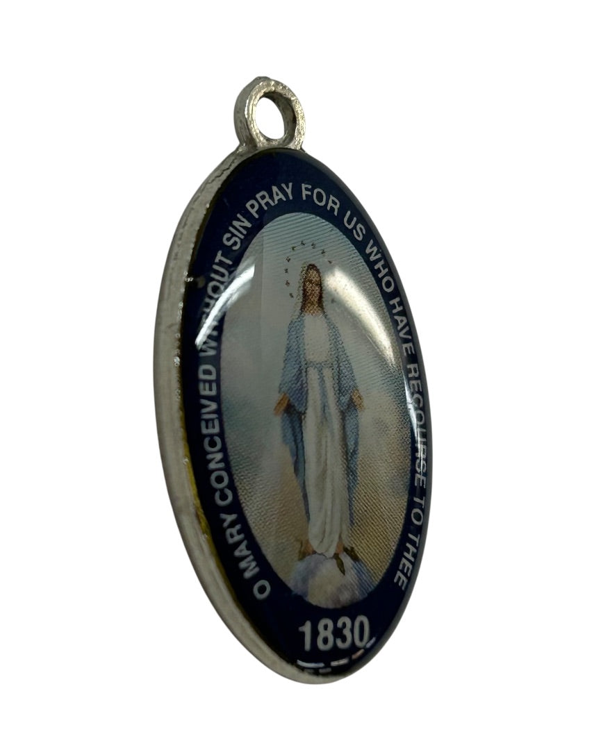 Vintage Blessed Mother Religious Medal Charm Resin 1"