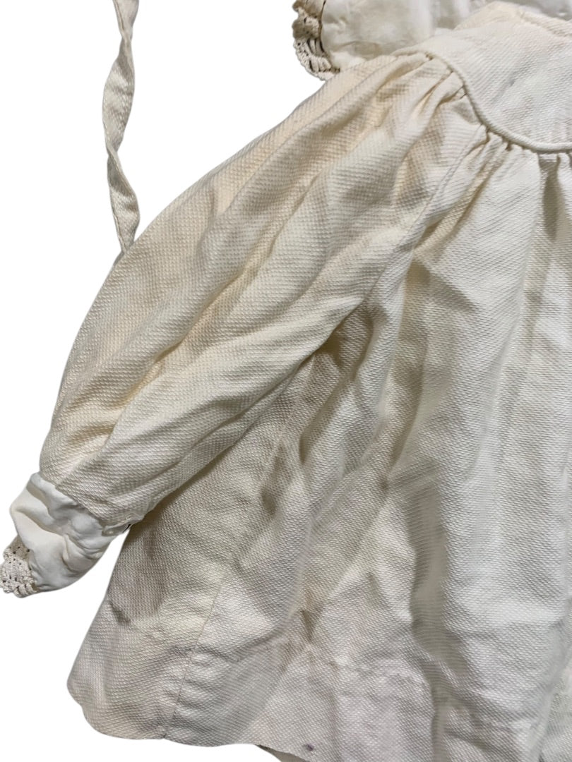 Infant Dress and Bonnet Vintage Breman and Tanner Ivory Lace Trim