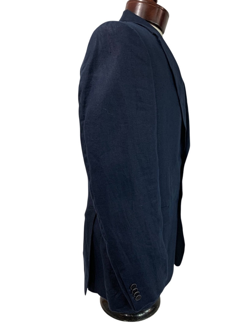 38R Tommy Hilfiger Mens Navy Blue Linen Sport Coat Jacket
