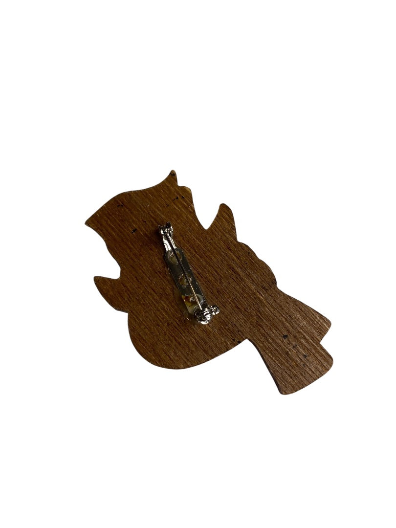 Snowman Brooch Lightweight Wood 2.5" Pin Winter Something to Crow About
