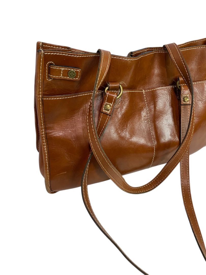 Patricia Nash Olivenza Brown Smooth Leather Tote Shoulder Bag