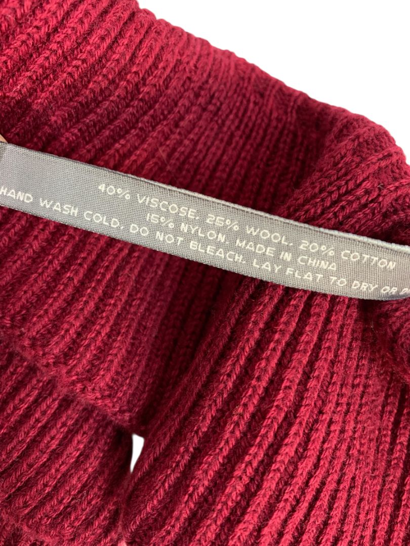 Ann Taylor Womens Ribbed Sweater Knit Scarf Merlot New Wool Blend