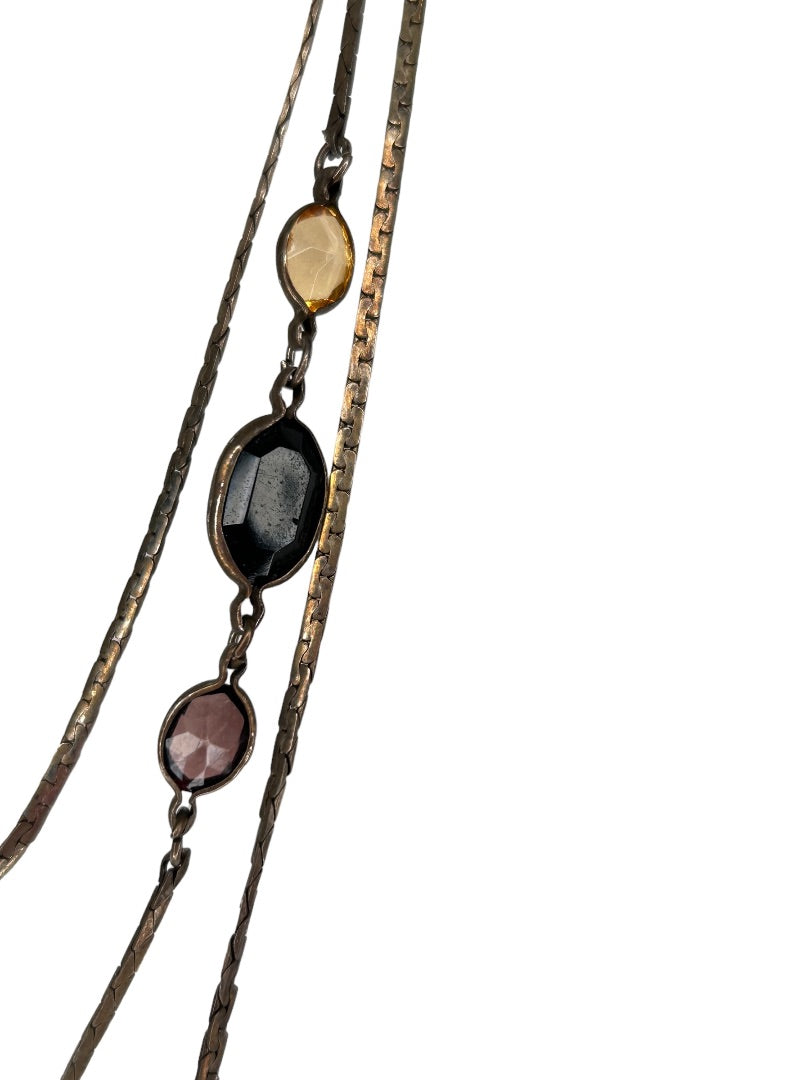 Multistrand Strand Tiered Beaded Statement 28" Necklace Multi-Color Stones