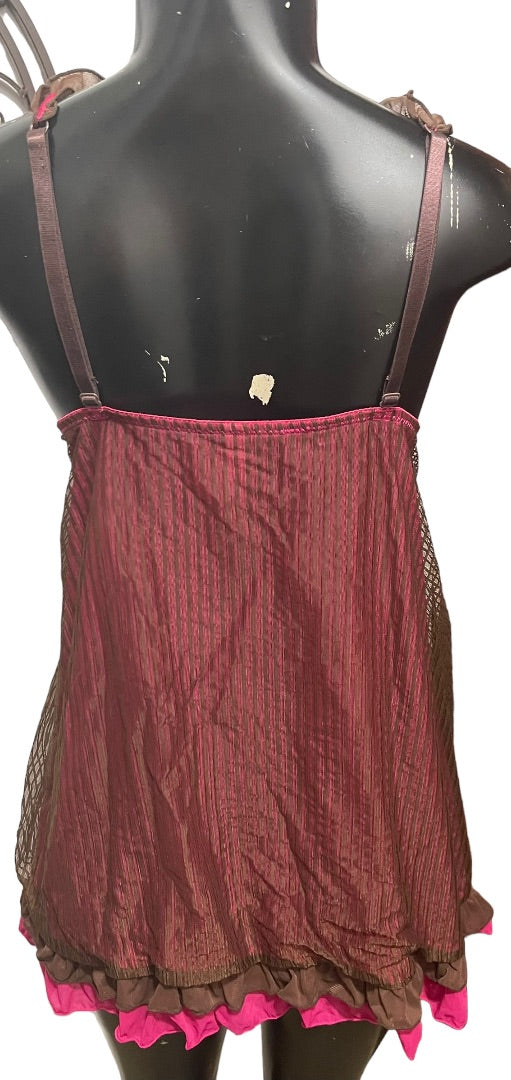 18/20 Cacique Ruffled Strap Pink Lining Sleepwear Nightie Camisole