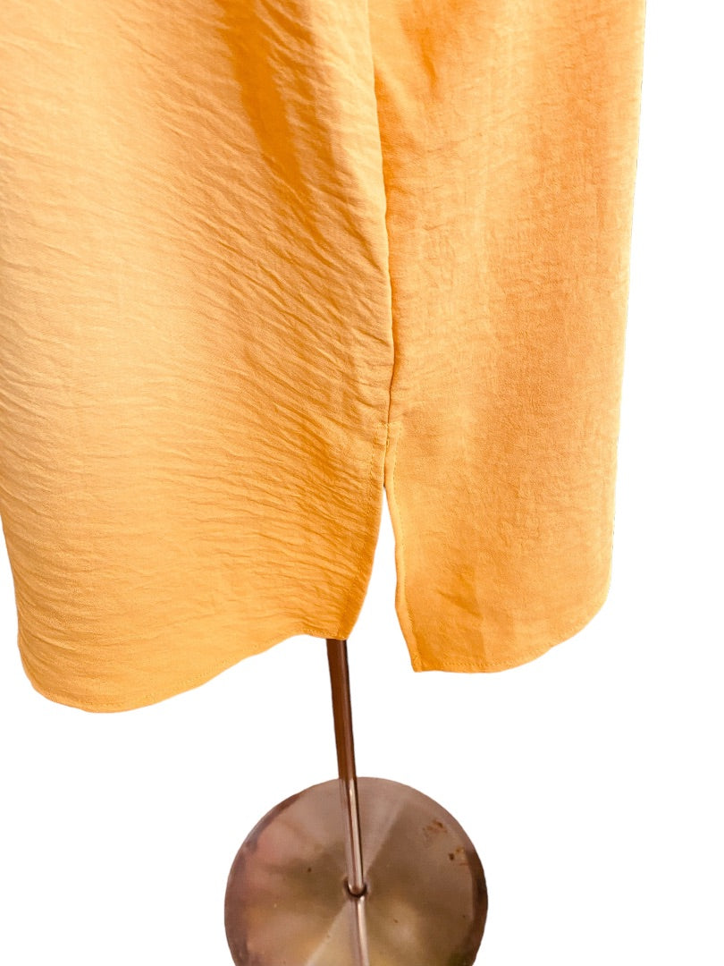 18/20 Asley Stewart Womens New Yellow Gold Crinkle V-Neck Pull Over Blouse Top