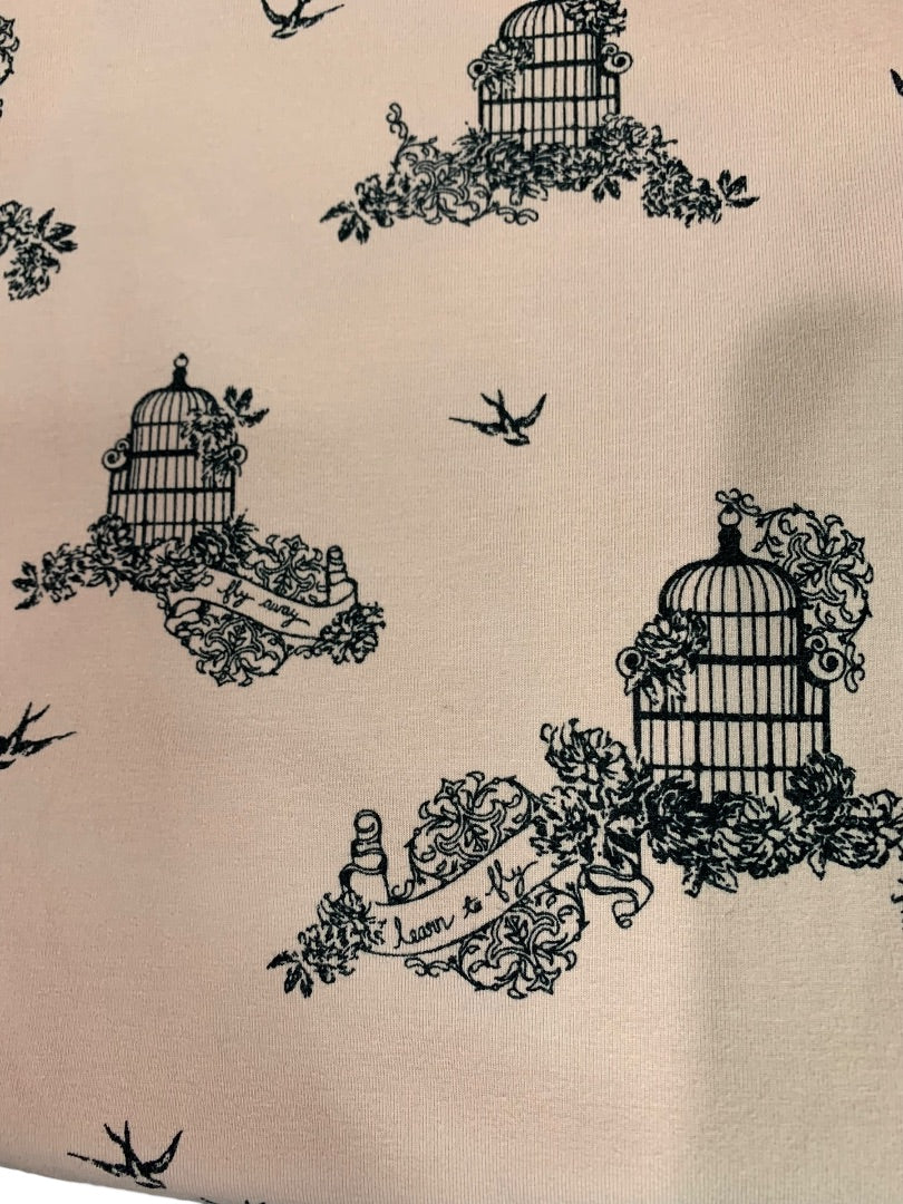 XL Soma Night Dress Pink Jersey Knit Birdcage Print
