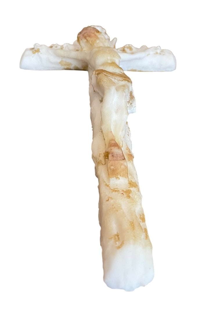 Unique Plaster Mold Crucifix Jesus on the Cross 13.5 x 7.5"