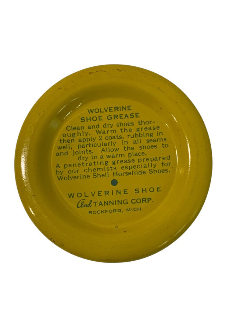 1950s Wolverine Shoe Grease Tin Decor Rockford Michigan 2.75" Diameter