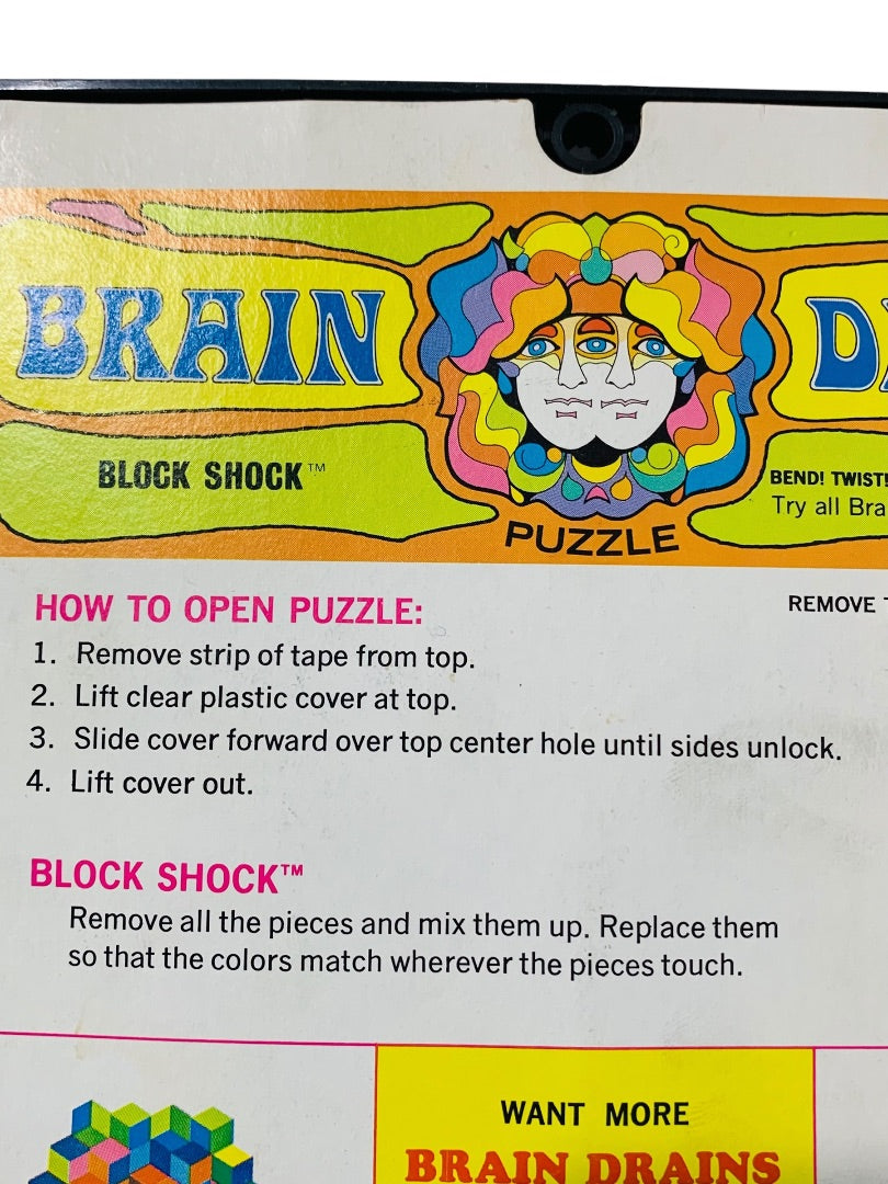 1969 Block Shock Psychadelic BRAIN DRAIN Puzzle by Mattel Vintage Brain Teaser
