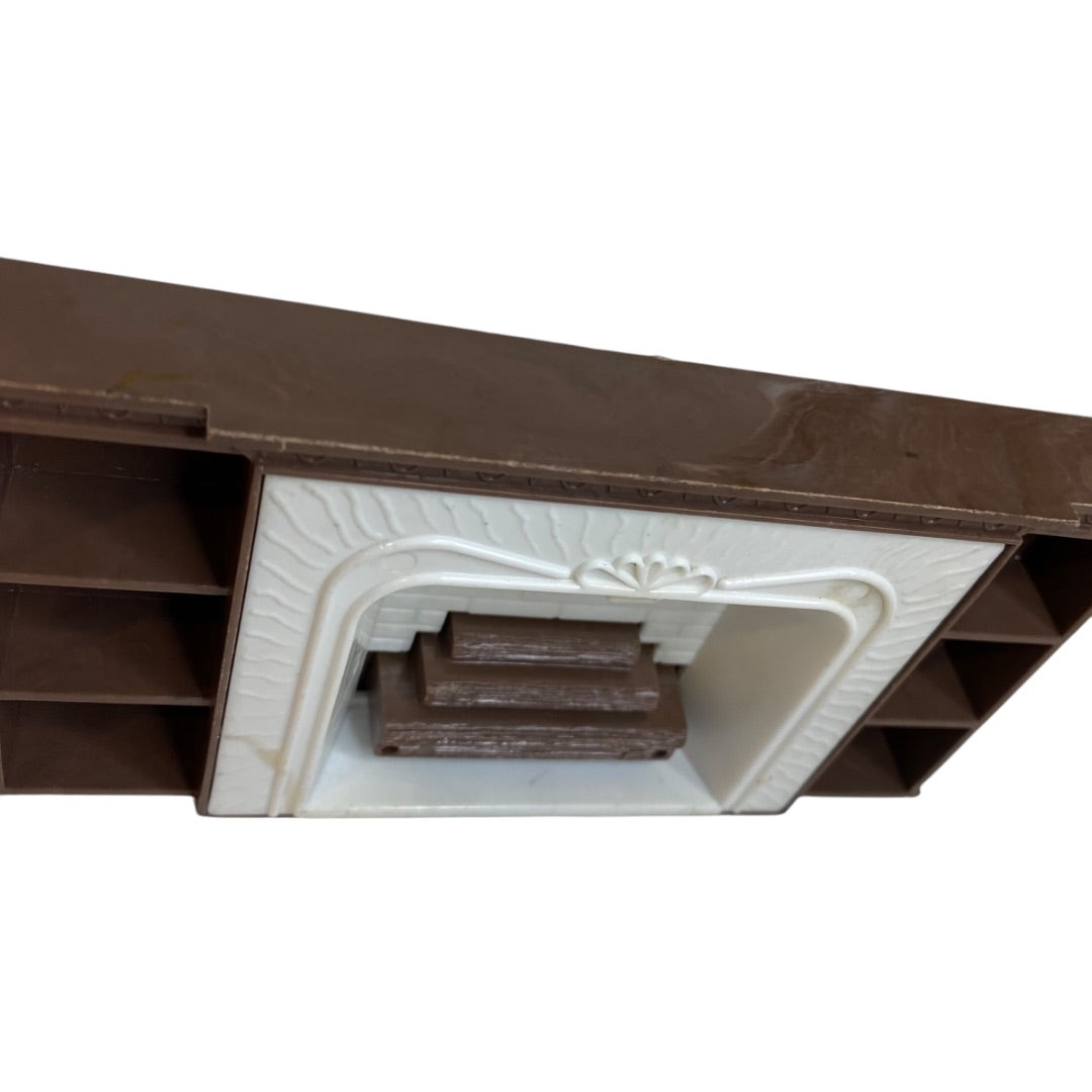 1950s Plasco Miniature Dollhouse Fireplace 1:18 Scale Brown