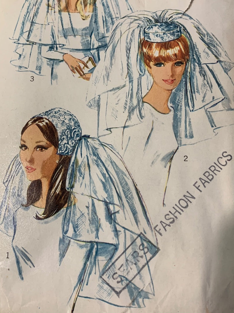 Simplicity 1960s Bridal Veil Pattern Uncut 6846 One Size