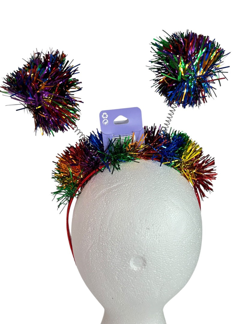Claires New Bopper Rainbow Headband Pom Poms Tinsel