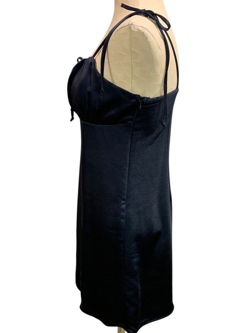 Medium L.A. Hearts Navy Blue Satin Satin Tie Shoulder Dress