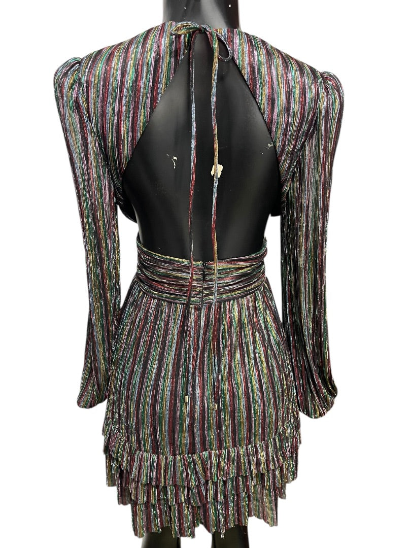 2 Rebecca Vallance Women's Black Metallic Ronnie Cutout Mini Dress
