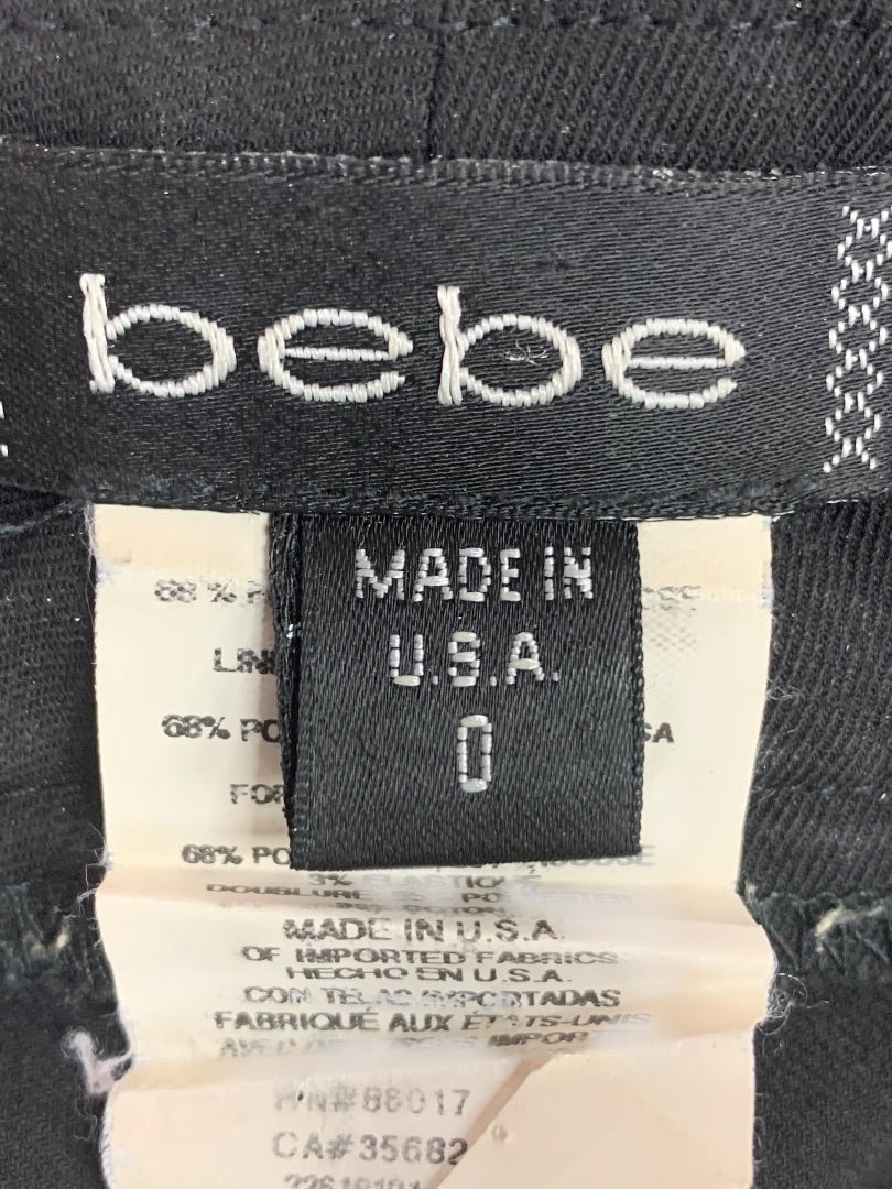 Size 0 bebe Womens Black Dress Pants Snap Calf Detail