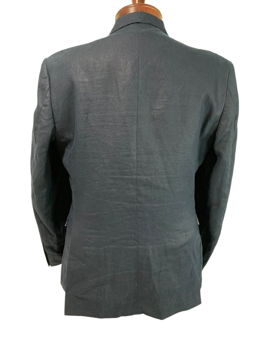 38R Tommy Hilfiger Mens Navy Blue Linen Sport Coat Jacket
