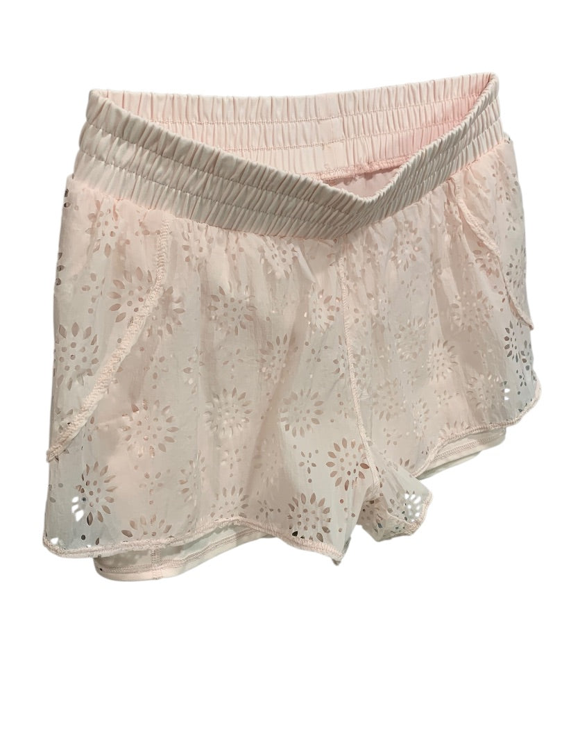 Medium Aerie Womens New Lasercut Shorts Pink Pull On