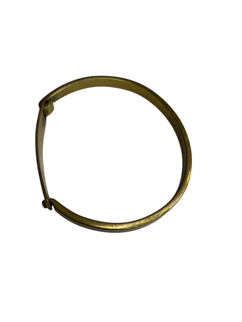 Stone Cooper Brass Bangle Bracelet Lattitude and Longitude