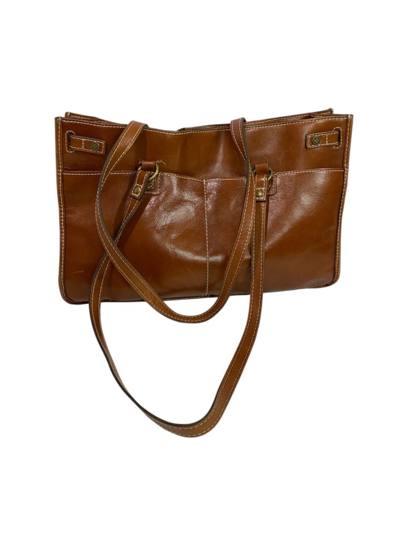 Patricia Nash Olivenza Brown Smooth Leather Tote Shoulder Bag
