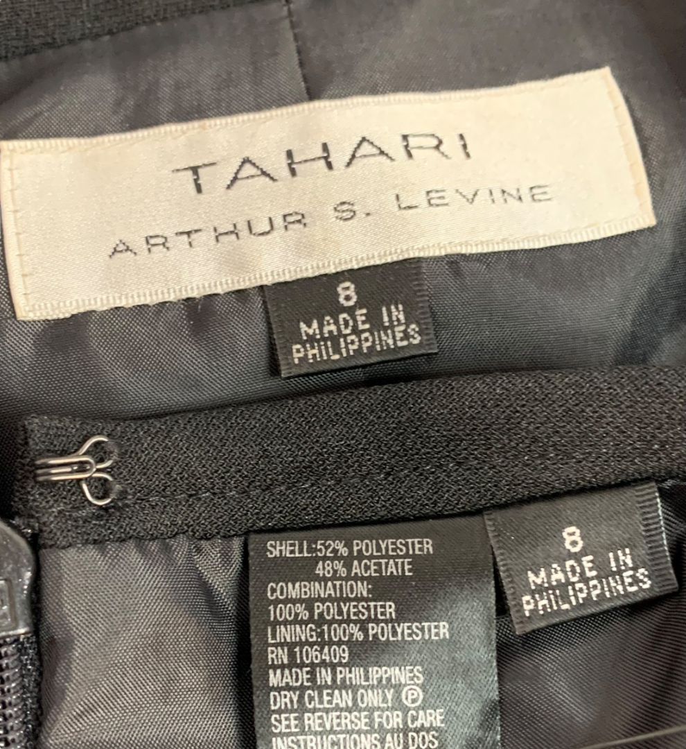 Size 6 Tahari Womens Black Skirt Suit Jacket Arthur S Levine Lace Trim