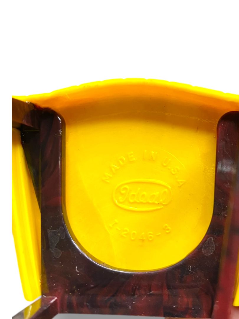 Vintage Ideal Plastic Dollhouse Miniature Dining Chairs Set Yellow Brown 3"h