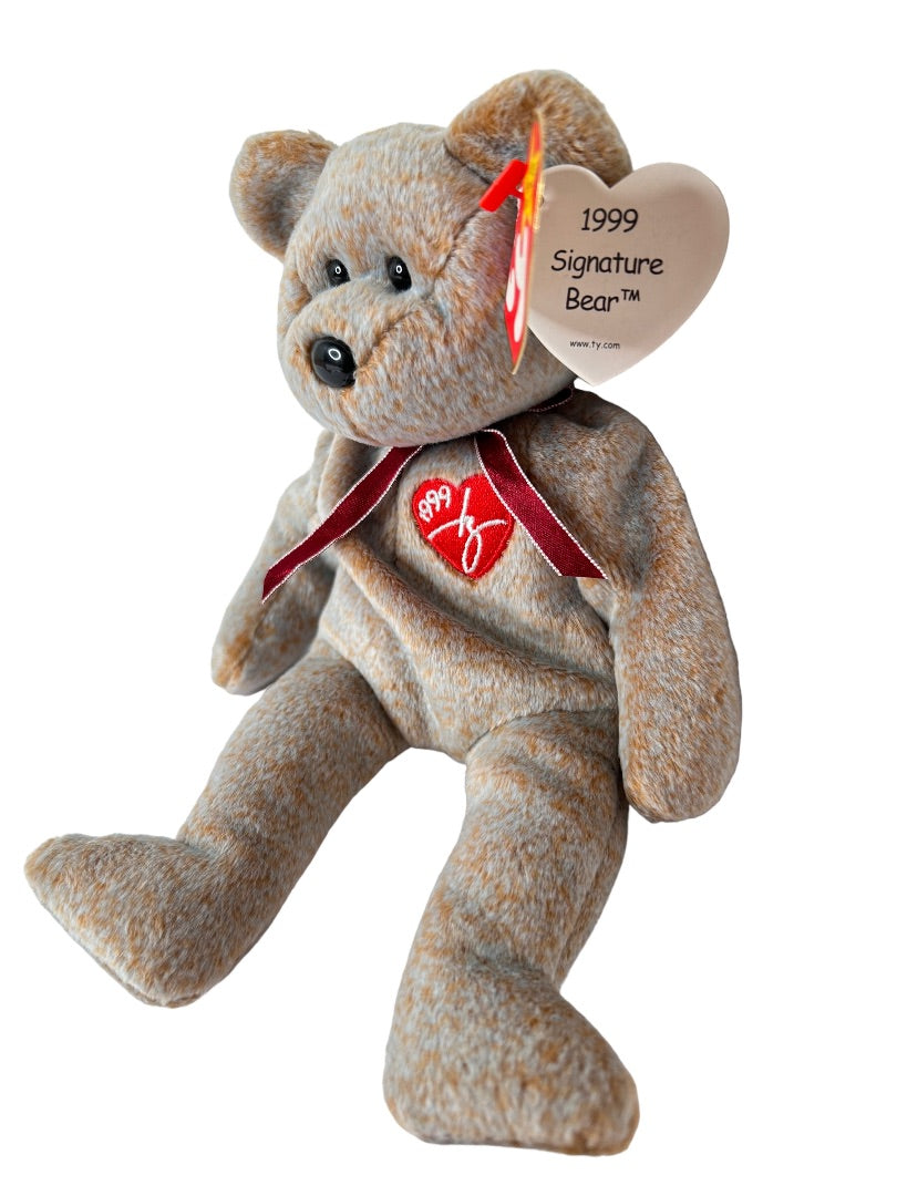 Ty Beanie Babies 1999 Signature Bear Tan Heart Tags