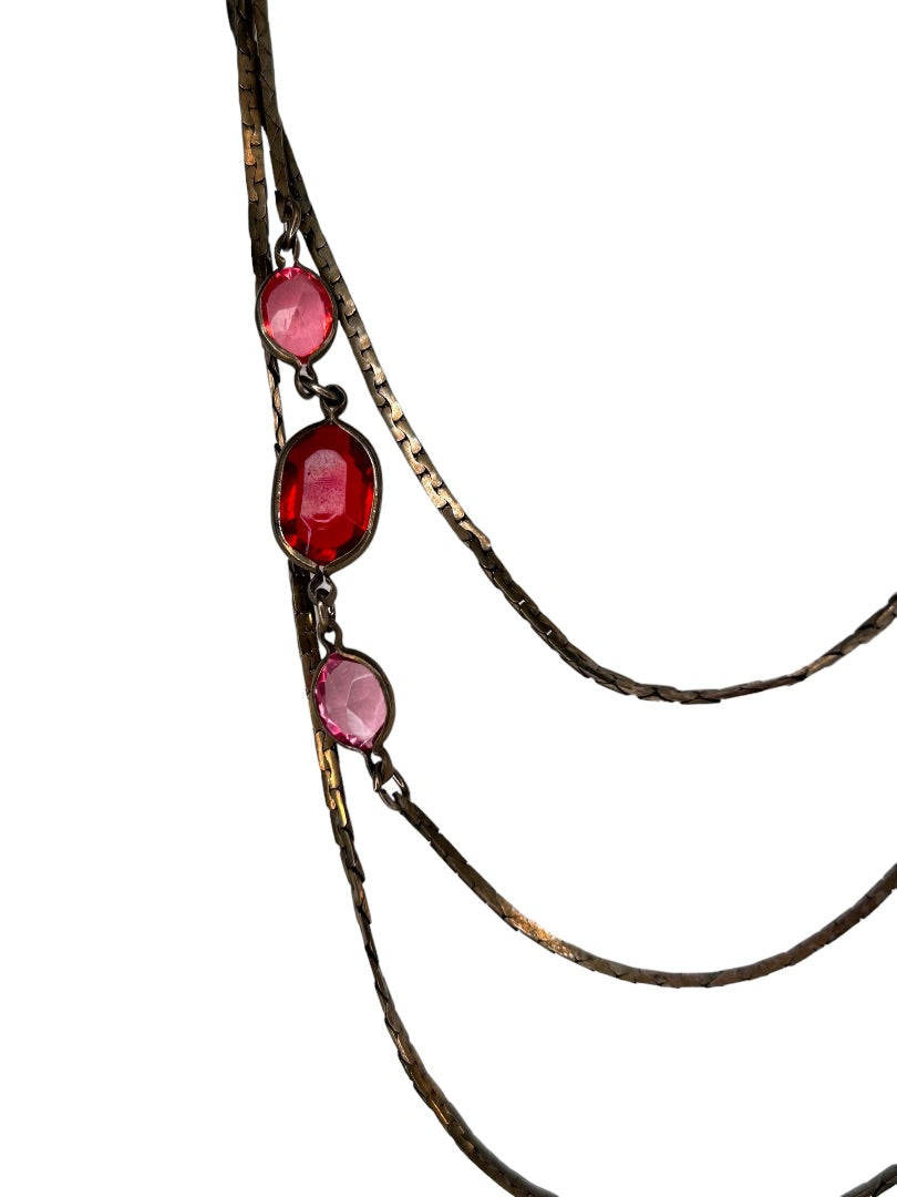 Multistrand Strand Tiered Beaded Statement 28" Necklace Multi-Color Stones