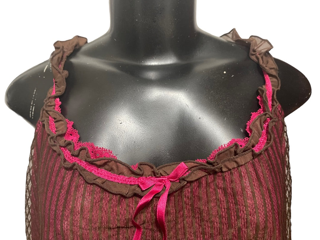 18/20 Cacique Ruffled Strap Pink Lining Sleepwear Nightie Camisole