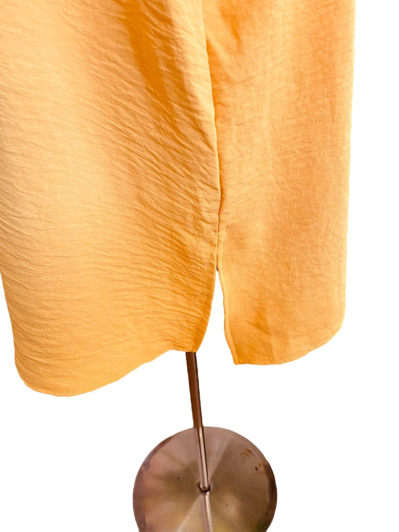18/20 Asley Stewart Womens New Yellow Gold Crinkle V-Neck Pull Over Blouse Top