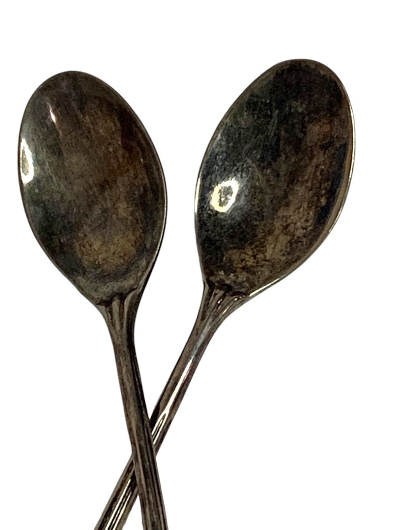 Vintage Silverplate Demitasse Spoon Crystal Handle Pair Set of 2