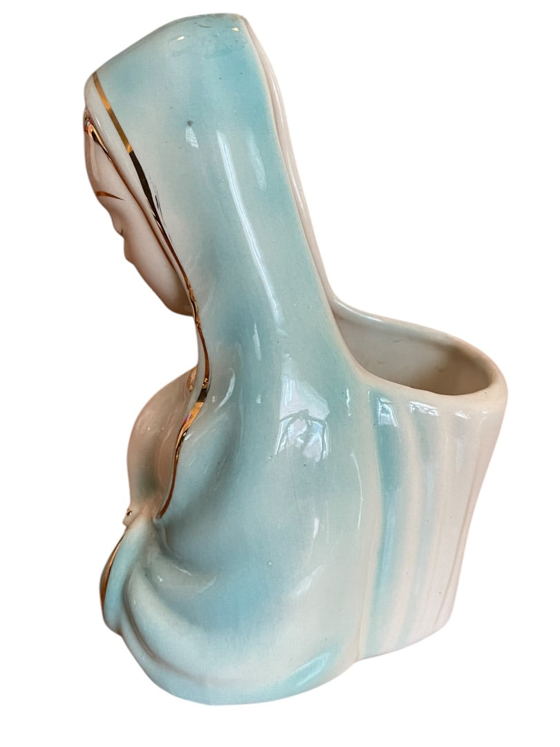 Vintage Midcentury Virgin Mary Praying Blessed Mother Planter 7 Inch