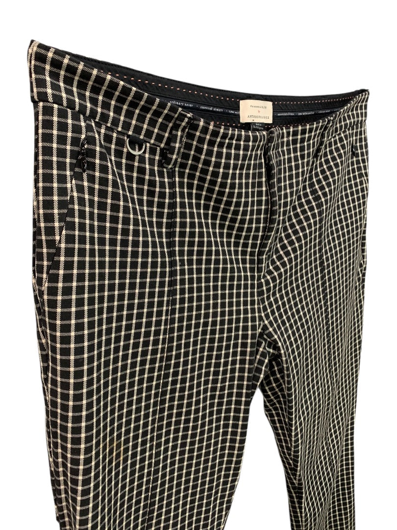 Size 12 Anthropologie Womens The Essential Slim Black White Crop Pants