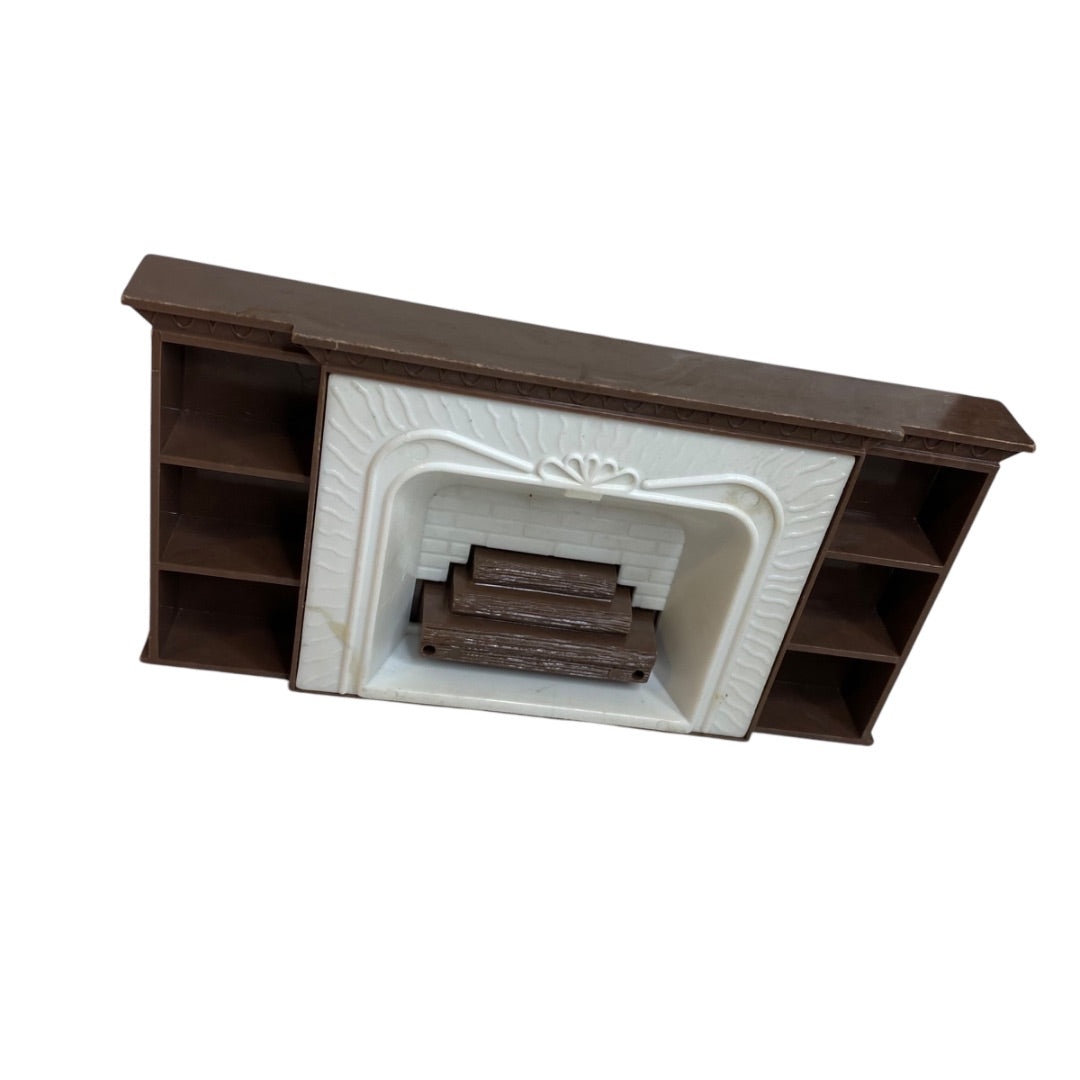 1950s Plasco Miniature Dollhouse Fireplace 1:18 Scale Brown