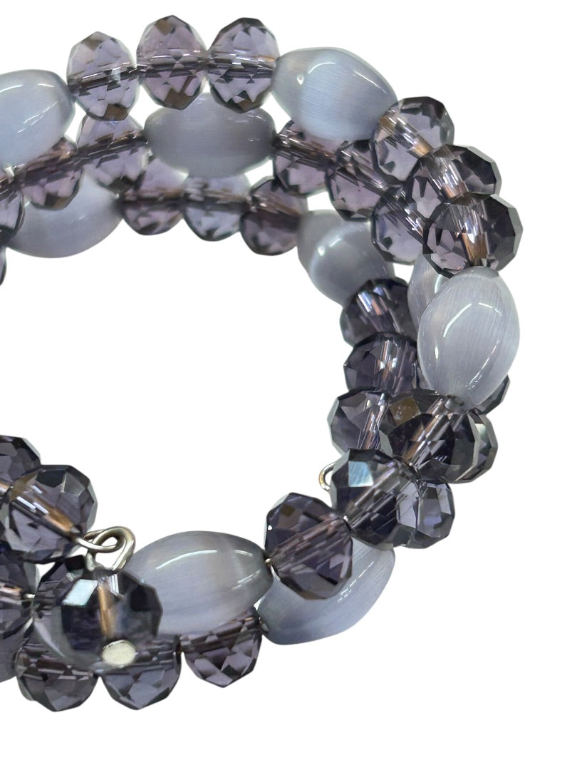 Adjustable Wire Wrap Bracelet Purple Lavender Beaded