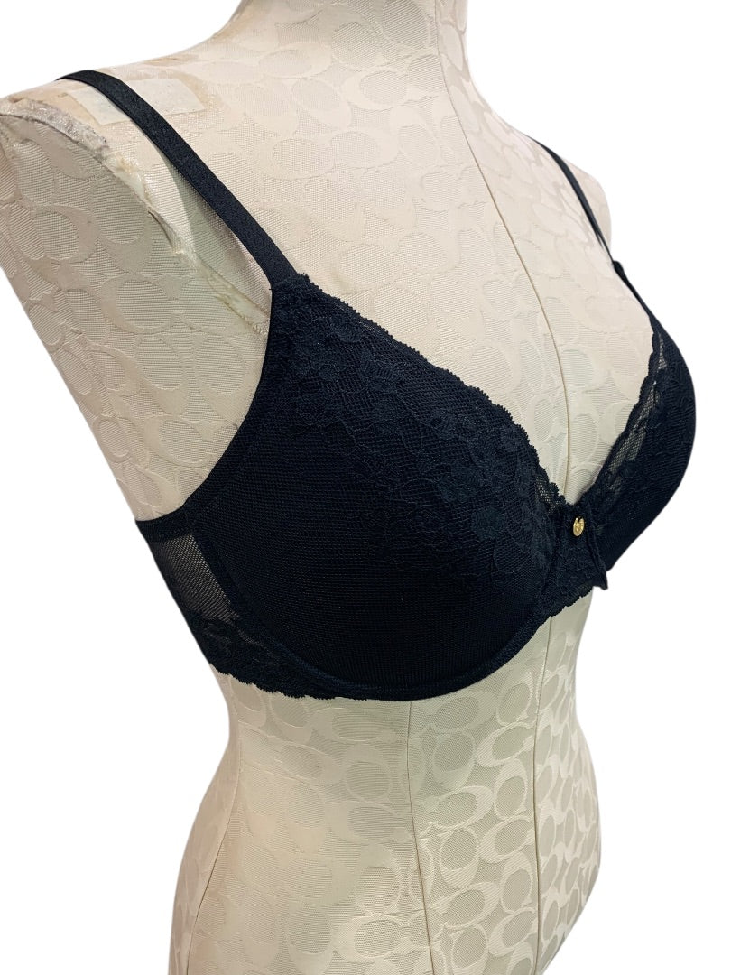 32DD Natori New Cherry Blossom Bra Black Underwire Push-Up