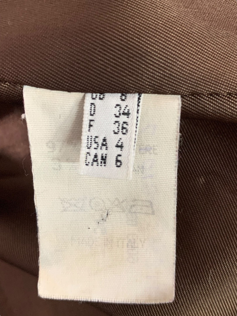 Size 4 Toy Girl Womens Brown Microfiber Blazer Jacket Lined Italy