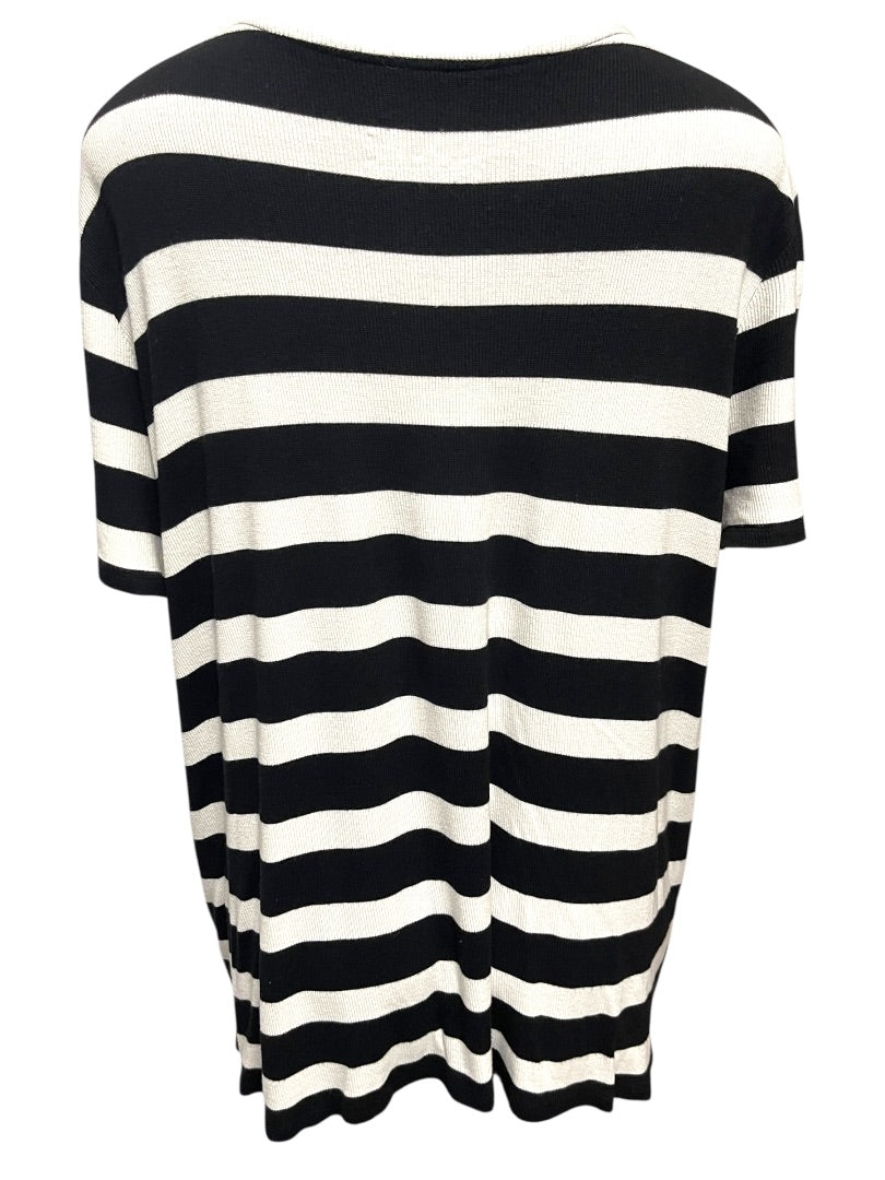 3X INC International Concepts Striped Short Sleeve Womens Top Shirt