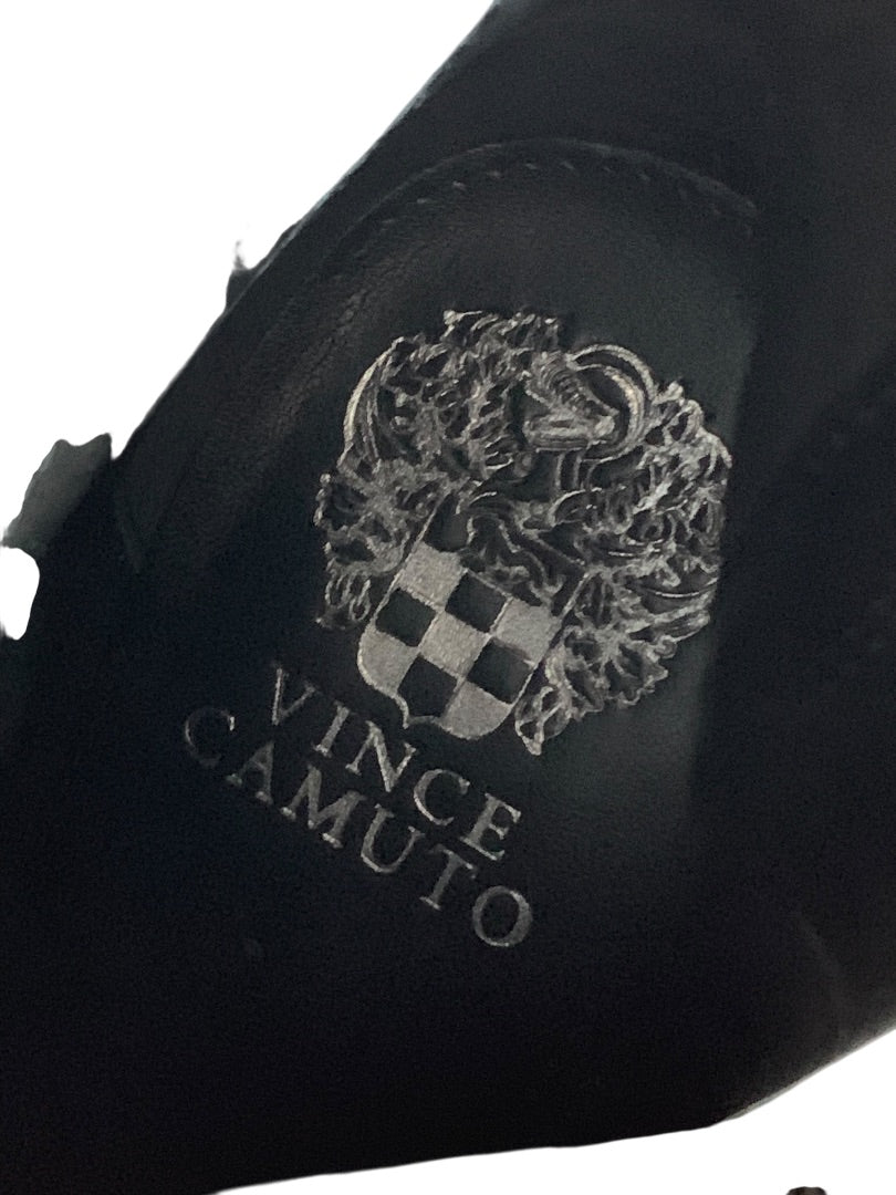 Size 6 Vince Camuto Womens Black Leather Booties 4 Inch Block Heel Enverna