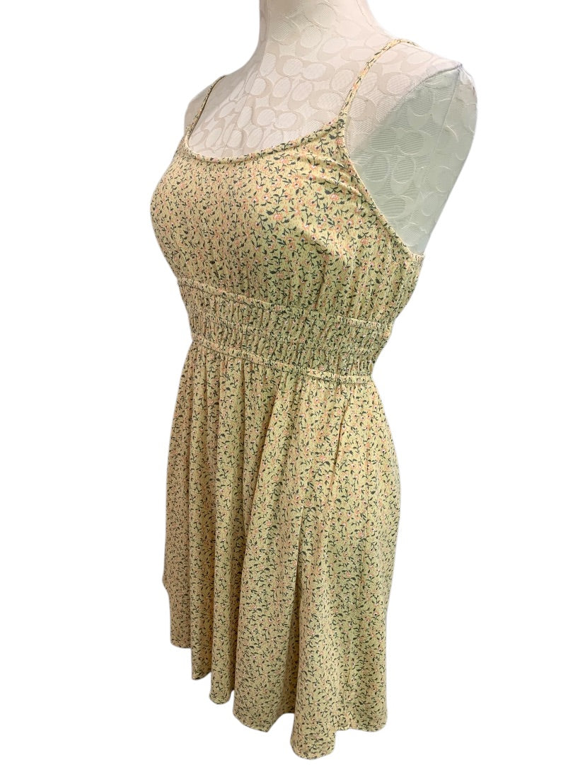 Small American Eagle Sundress Yellow Floral Banded Waist