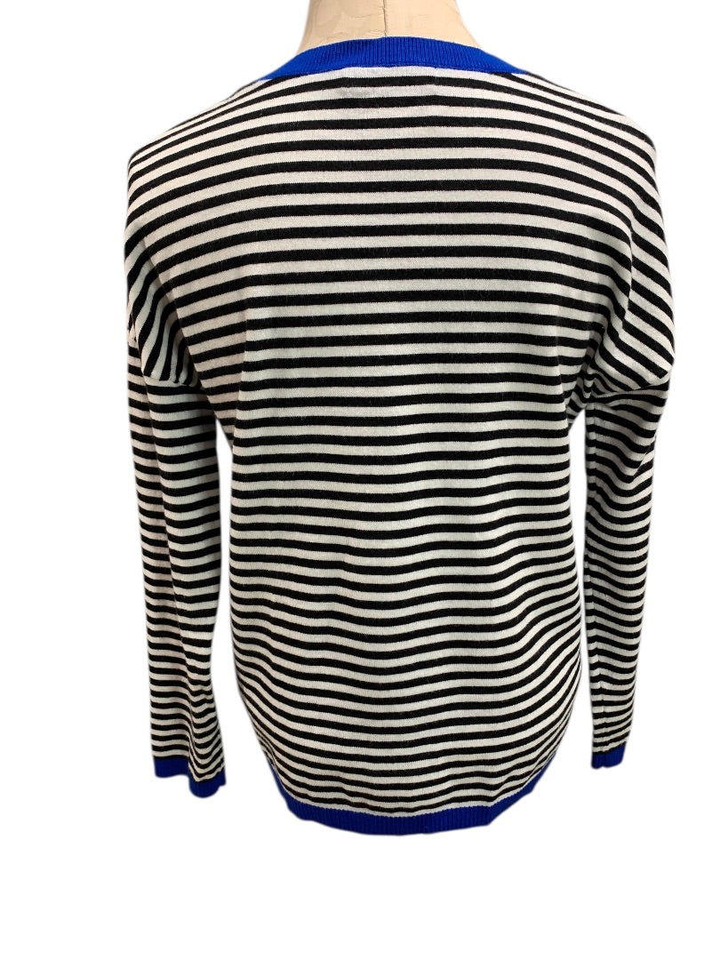 Small Zesica Womens Soft Pullover Sweater Black White Blue