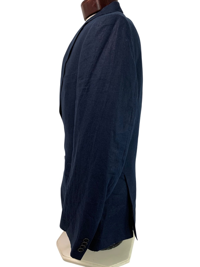 38R Tommy Hilfiger Mens Navy Blue Linen Sport Coat Jacket